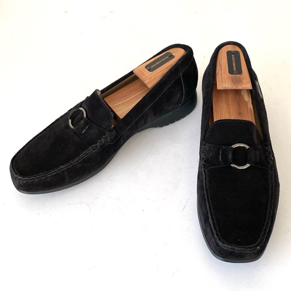 Mephisto Black Suede Loafers Silver Tone Buckle Design Sz 9 Academia Prepp Money